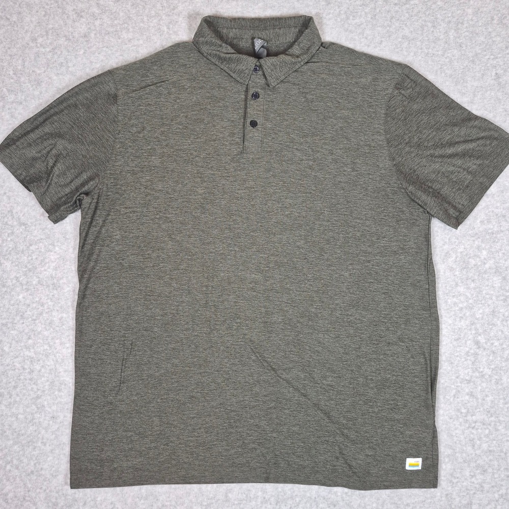 Vuori Strato Tech Polo Mens Large Heathered Olive Green Short Sleeve Performance